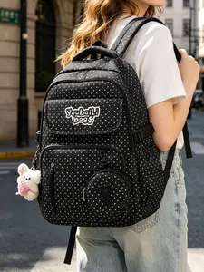 1pc  Backpack, large capacity women's backpack, zipper closure, polka dot print, fashionable and versatile, suitable for travel, shopping, student campus, women's backpack