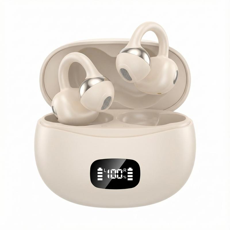 Fluffdrip New YXG-20 Ear Cuff Earphones, 6H Single Playtime (20H+ with Case), All-Day Comfort Clip-On Design, LED Power Display