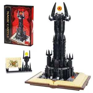 969PCS Magic Gastle on Book Lord Rings Sauron Eye Building Blocks with Led Light Assemble Brick Collection Toy Boy Kids Gifts