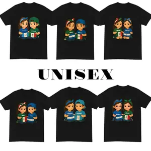 T-Shirts-Cotton Graphic Tees with Guatemala, Mexico, Honduras... Kids with Flag Crewneck Casual Men's Gifts Street Wear Black Shirts Cartoon Design