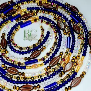 Stacked Waistbead Set - Handmade Authentic Tie-On Waistbeads 50-60 Inches Long - Unique Color Selection Available - Water-Safe Non-Stretch Beads - Perfect for Layering or Gifting