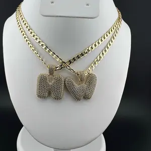 Gold plated initial/letter Cuban necklace 22”