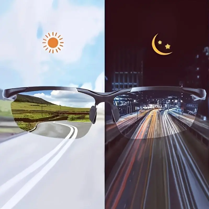 2pcs, Daytime And Nighttime Flying Racing Driving Glasses, Enhance Visibility, Anti Glare, Half Frame Design, UV400 Protection, Comfortable Glasses, Suitable for Safe Nighttime Driving And Racing Enthusiasts