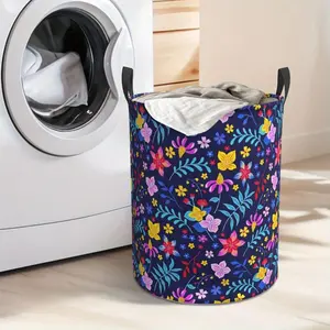 Vibrant Floral Pattern Laundry Hamper  Portable Storage Hamper with Sturdy Handle， Oxford Cloth， Easy to Store and Collapsible Design， Laundry Baskets