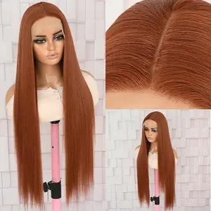 32 Inch Platinum White Lace Front Wigs For Women Deep Part Long Straight Glueless 13X4X1 Middle Part Hair Replacement Wig Heat Resistant Synthetic Wig For Daily Party Cosplay Use Halloween Wigs