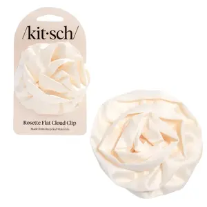 Kitsch Satin Rosette Flat Cloud Clip in Cream - Medium