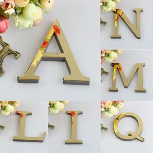 DIY 3D Mirror 26 Letters Wall Stickers Logo Name Alphabet Wedding Love Letters English Wall Home Decor Wall Art Mural Stickers