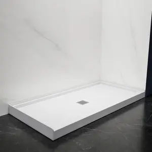 60 In Shower Base | Pequod-M 60"x30" Premium Solid Surface Shower Base, Stain-Resistant and Long-Lasting