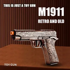 Toy Gun M1911 New Engraved Toy Model, Upgraded Short Barrel Suspension & Pull-Action Design, Ideal Gift.