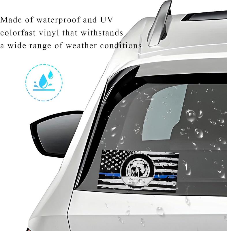 5PCS Thin Blue Line Sticker Code 4, Police Support Sticker American Flag Thin Line Decal, Waterproof Thin Line Flag Stickers Support Law Enforcement for Car Window Laptop