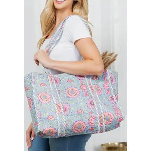BLUEBELL BREEZE REVERSIBLE QUILTED TOTE BAG