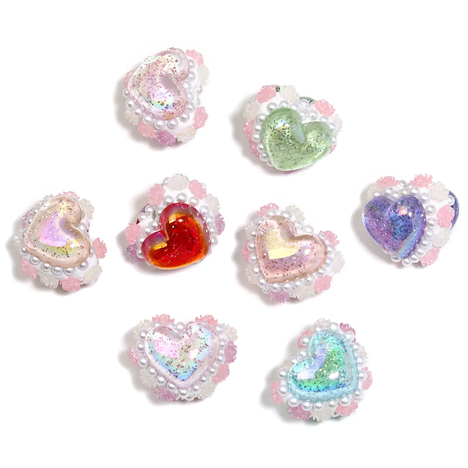 YY271019 10PCS Fine glitter Heart