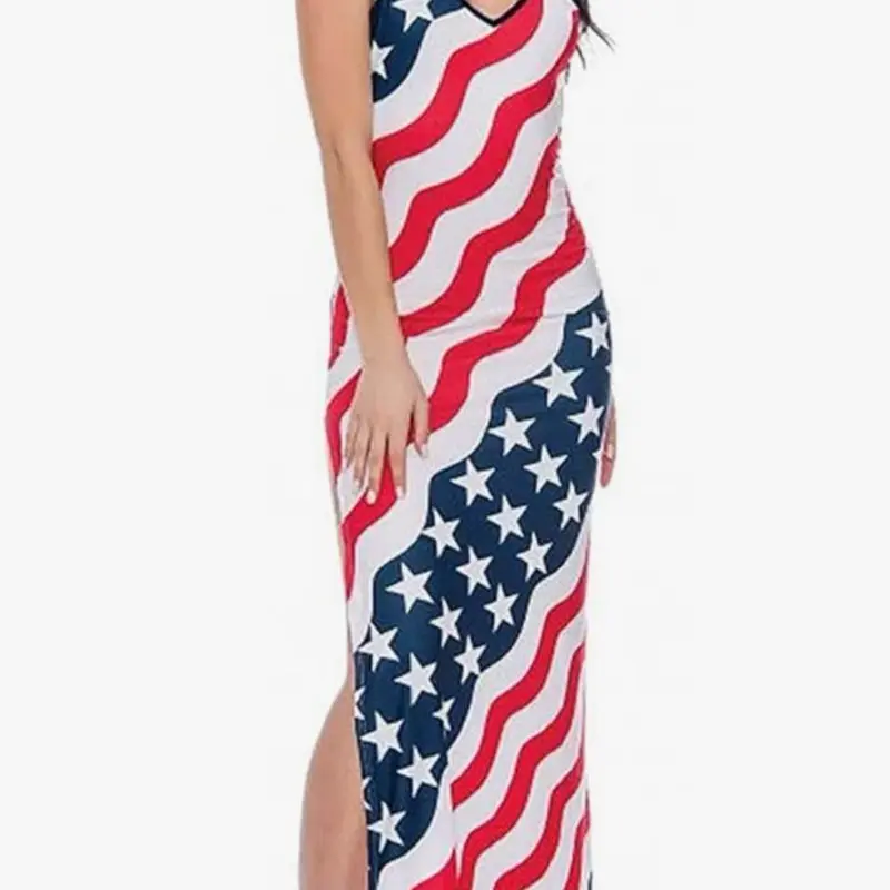 4th of July Dress for Women American Flag Print Independence Day Long Maxi  Dresses Siless Casual Summer Beach Dress Sizes- S and L - TikTok Shop
