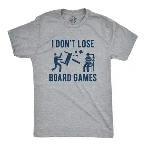 Mens I Dont Lose Board Games T shirt Funny Gift for Family Hilarious Saying Mens Funny T Shirts Cool Vintage Fashion T-Shirt Gift Classic Menswear Funny Nerd Short Sleeve Novelty Tees for Guys Light Grey