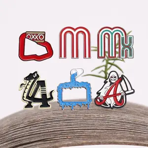 6pcs Simplified English Letters Red and White Stripes Metal Hat Pins Versatile Hat Decorations Accessories Badges with Unique Design - Glove Clip Hat Clips Hat Embellishments