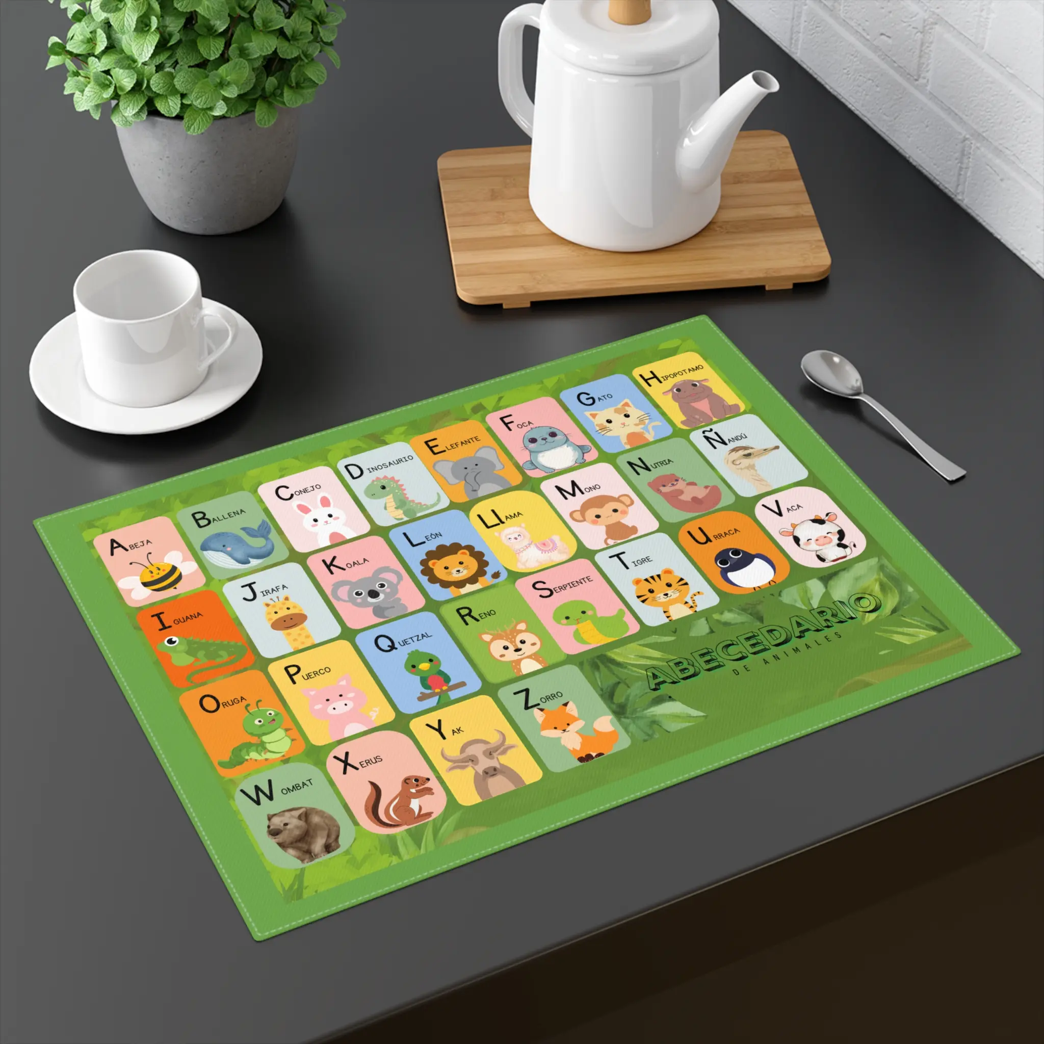 Spanish Alphabet Cotton Children’s Placemat, 1pc
