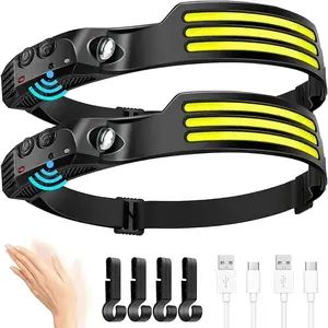 USB Rechargeable COB LED Induction Headlamp with Motion Sensor and Built-In Battery