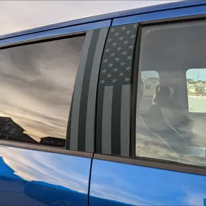 Universal 2PCS Car Pillar American Flag Decal – Matte Black Vertical Stripe USA Flag Stickers, Premium Vinyl, Waterproof & Fade-Resistant, Fits Most Cars, Trucks, SUVs.