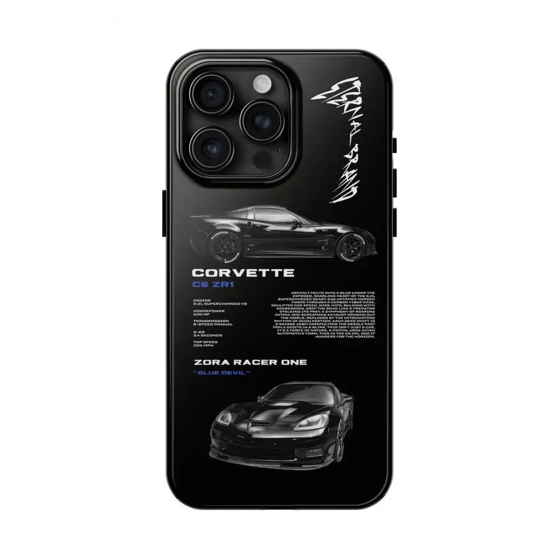 Blacked Out Co Dual-Layer Rubber & Silicone Cellphone Shell, Durable Shockproof Polycarbonate-TPU Accessory with Fade-Resistant Corvette Enthusiast Art, Compatible with iPhone 11-17 Pro Max/Plus, Samsung Galaxy S23-25, Accessories, Smartphone