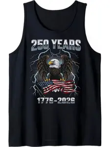 Fashion Men's 250 Years of Freedom USA Patriotic Tank Top 2026 Spring New Comfortable Breathable Workout Sleeveless Shirt for Casual Wear - Menswear