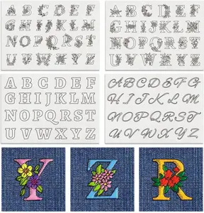 BENECREAT 4 Style 104PCS A-Z Flower Alphabet Water Soluble Hand Sewing Stabilizers, Boho Pattern Tear Away Embroidery Stabilizers for Carves, Shirts, Coats, Bags, Towels