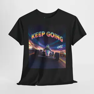 Galactic Alien Racing Tee, Blur Keep Going Message Space Shirt, Unisex Cotton T-Shirt, Alien Racing Symbol Shirt, Focused Driving Tee, Inspirational Tee
