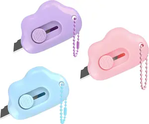 Box Cutters - 3 Pack Retractable Letter Opener for Key Chain, Pocket Bag, and Envelope Mail - Adorable Cloud Tiny Paper Cutter for Girls and Boys Cutting Supplies Classroom Supplies Home Office Multifunctional Stationery