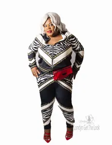 Wild Thoughts Curvy Zebra Print Tracksuit Set