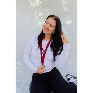 Maroon Linen Lanyard