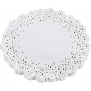 100PCS 8.5 inch Round White Lace Paper Doilies for Food Cakes and Desserts