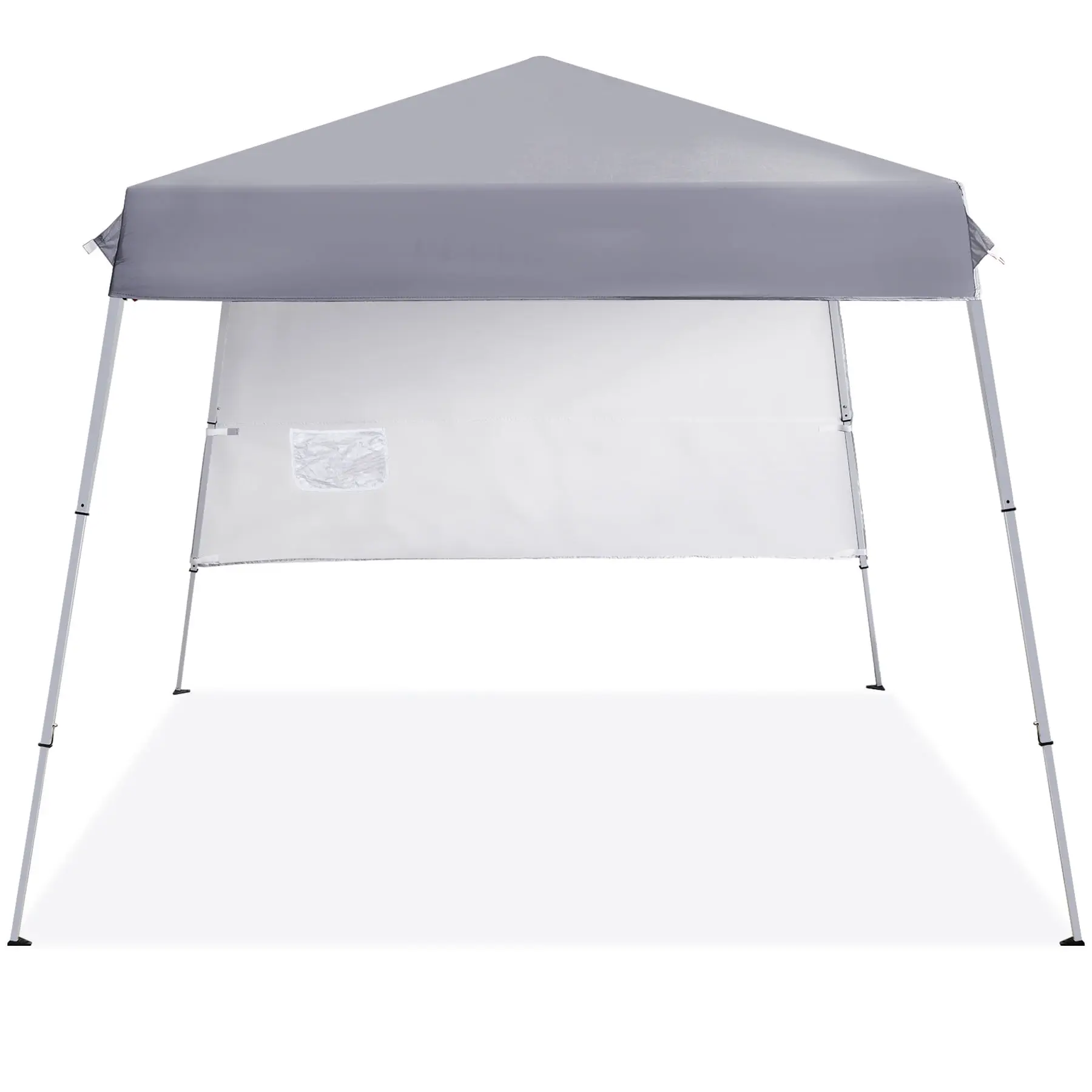 Zeny Foldable 8x8ft Folding Sunshade Beach Canopy Tent - Gray, Steel Frame, Waterproof, 36sq.ft Coverage, with Carry Bag & Sidewall for Patio Parties, Outdoor Shelter, Folding Canopy, Sunshade Canopy