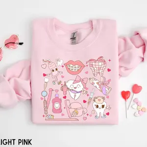 Coquette Dental Valentines Day Sweatshirt, Dental Squad, Dentist Valentines Sweater, Dental Assistant VDay Crewneck, Dental Office Staff
