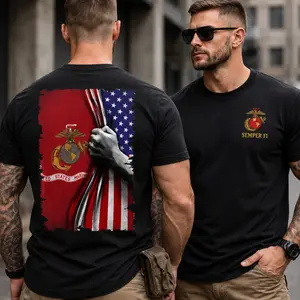 US Marine Veteran T-Shirt – Semper Fi American Flag Graphic Design, Soft Breathable Fabric for Everyday Wear