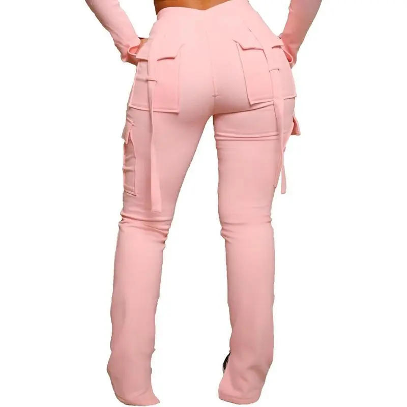 Women's High-Rise Flared Cargo Sweatpants - Stretchy Synthetic Joggers with Pockets, 90s Jeans-Inspired Plus Size Chic Lounge Wear for Workout (Refer to Size Chart), Cargo Pants, Bottoms, Sexy, Shirts, Zipper, Asymmetrical, Loungewear, Maternity, High Wai
