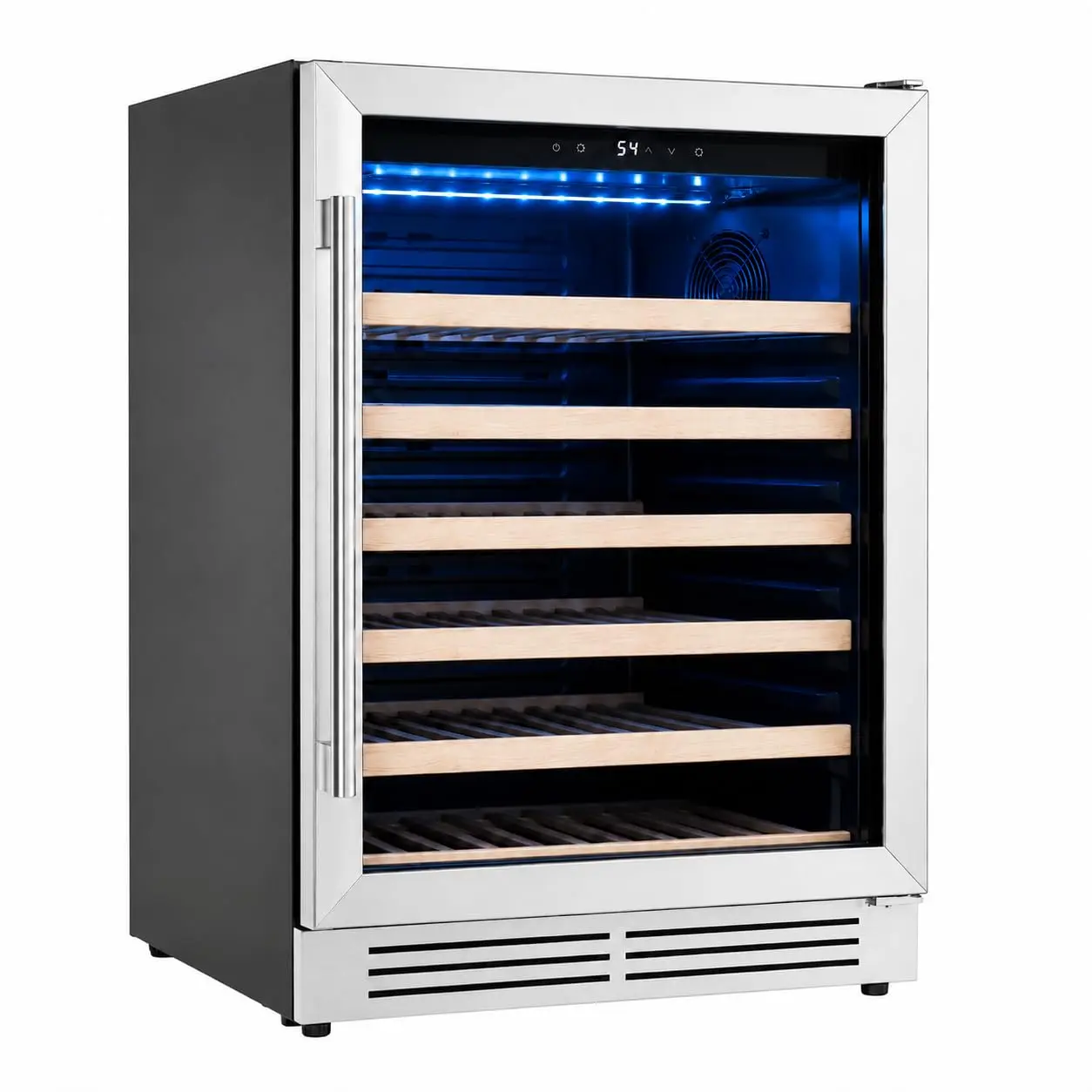 Garvee 24 Inch Wine Cooler Refrigerator, 52 Bottle Built-in & Freestanding Single Zone Wine Fridge, 41-64°F Compressor Cooling, Digital Touch Control, Triple LED Light, Glass Door with Lock for Home Bar Under Counter