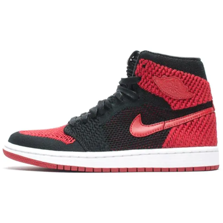 Air Jordan 1 Retro High OG Flyknit 'Bred' High Top Shoes, Streetwear Sneakers with Breathable Flyknit, Comfortable & Lightweight Design, Runs Slightly Large