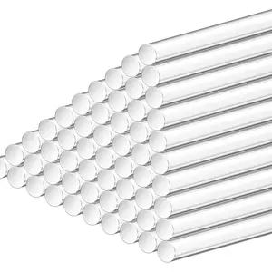 Outus 100 Pcs Acrylic Lollipop Sticks 6 Inches Clear Cake Pops Sticks Reusable Cocktail Stirrer Acrylic Rods for Drinking Stirring Making Ice Lolly Lollipops Cake Candies Chocolates Cookies Dessert