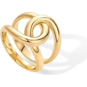 Chunky Interlock Statement Ring for Women | Interloop Band Thick Link Stackable Rings