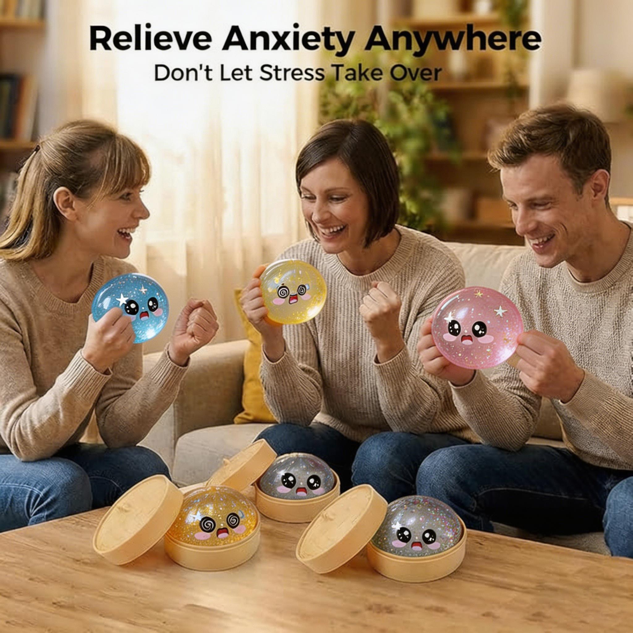 5 Pack Cute Glitter Steamed Bun Squishy Set | Slow Rising Stress Relief Fidget Toys For Kids & Adults