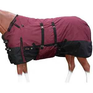 HILASON 600D Winter Waterproof Poly Horse Blanket Belly Wrap Wine Black | Turnout Blankets for Horses