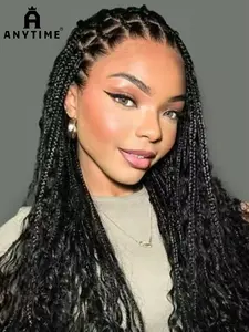 Anytime Wigs 30 Inch Full Lace Braided Wig, Knot-Free Bohemian Style Hairpiece, Island Twist Curl, HD Ultra-Natural Scalp Look
