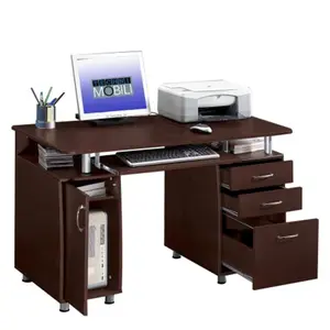 RTA Heavy-Duty Rectangular Top Sturdy Computer Desk - Chocolate Engineered Wood Home Office Desk with File Drawer, Sliding Desktop Drawers, Wood Workstation for Home Office