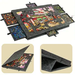6-in-1 Portable Puzzle Table - 1000pcs Felt Board with 6 Drawers, Stand & Cover | Storage & Sorting,Puzzle Gift