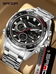 Sanda Men's Multifunctional Electronic Watch, Luminous Waterproof Business Commuter Timepiece, fashionable waterproof watch, Cross-Border