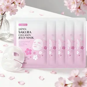 5 Sheets Sakura Collagen Jelly Mask, 30g Per Sheet, Deep Hydration Moisturizing, Even Skin Tone, Tighten Skin, Daily Skincare