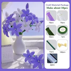 388 Piece Lily Twist Stick Bouquet Set, DIY Flower, Includes 190 Cleaning Tubes, 180 Stamen, 15 Flower Sticks, Ideal for Mother's Day, Valentine's Day, Graduation Gifts