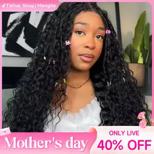 Live Pre Box Braided Pre Cut Gluless Lace Boho Curly Wig Human Hair 7x6 Lace Water Wave Wigs Ready to Go Pre Hairstyle Pre Bleached Outdoorfun#Summervibes