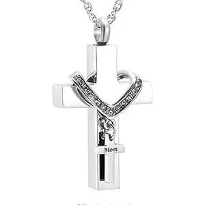 Urn Necklaces for Ashes Cremation Crucifix Keepsake Memorial Pendant Necklace