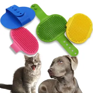 Professional Pet Rubber Brush Grooming Tool for Effective Dog Cat Hair Removal and Relaxing Bath Massage