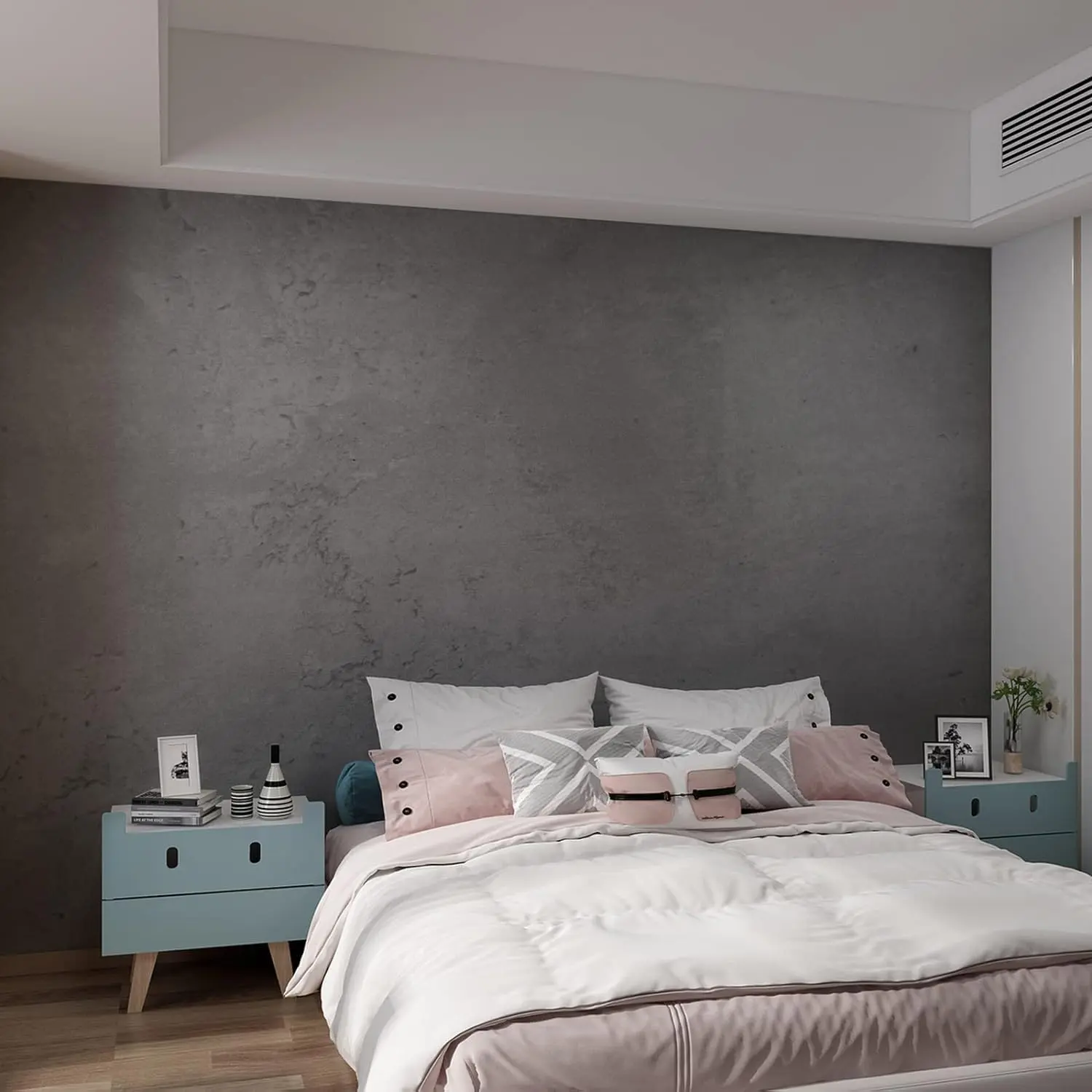 24"x591" Darker Grey Black Wide Concrete Wallpaper Peel and Stick Extra Thick 3D Dark Gray Faux Contact Paper Textured Stained Vinyl Wrap Matte Wall Sticker for Walls Bedroom Basement Bathroom
